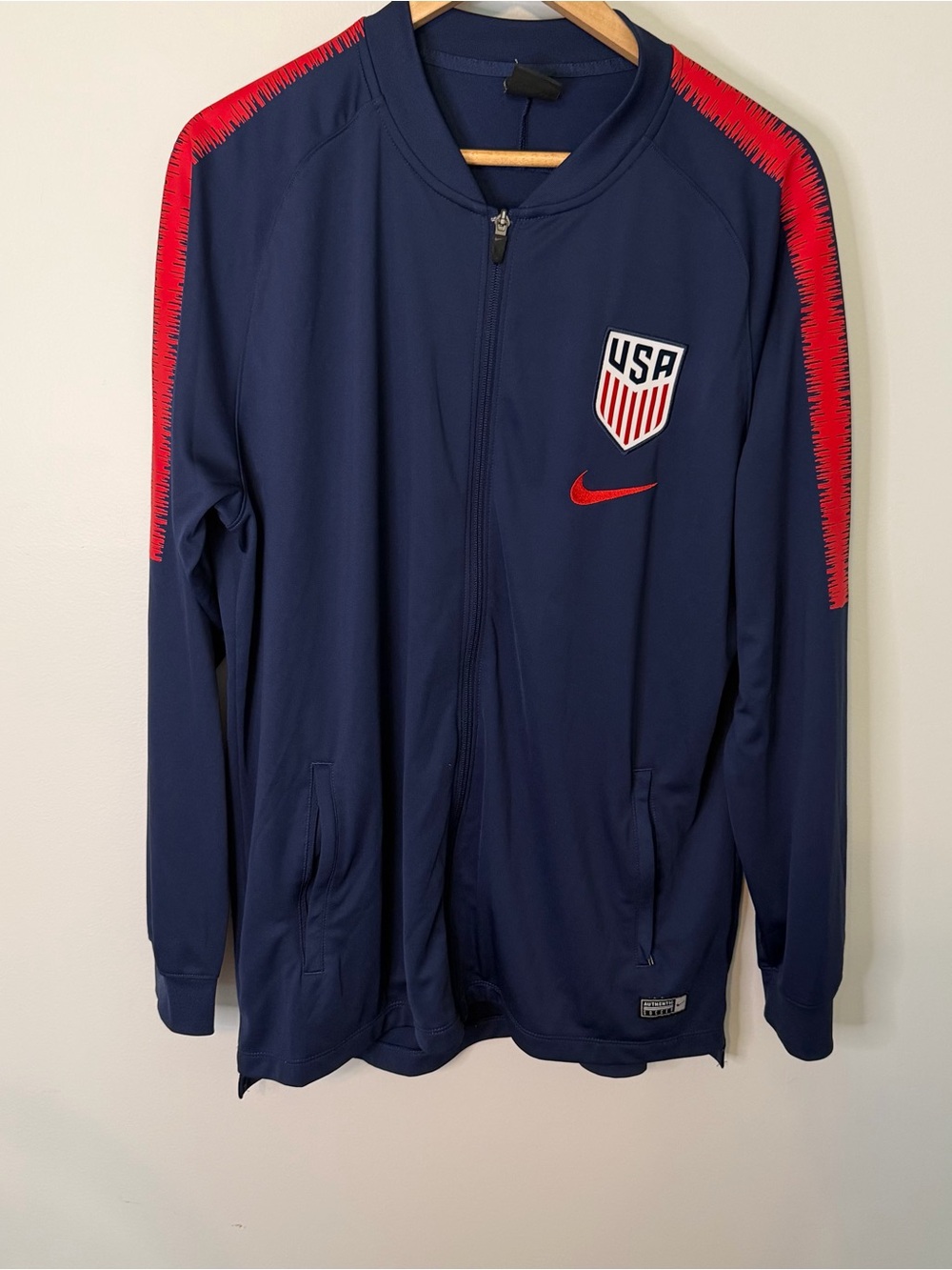 Nike USA Soccer Dri-FIT Full Zip Track Jacket Men’s XL Navy Red Authentic Team